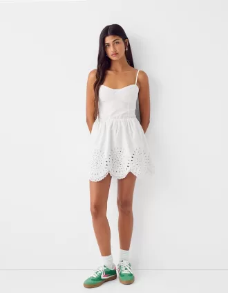 Vestido mini evasé troquelado White