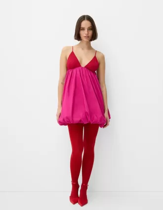 Vestido mini globo de tiras Fuchsia