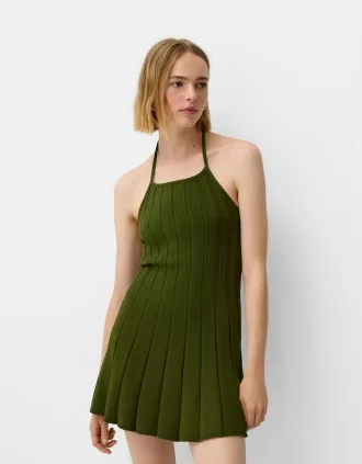 Vestido mini plisado Green