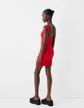 Vestido mini texturizado con espalda abierta Red