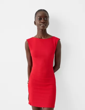 Vestido mini texturizado con espalda abierta Red