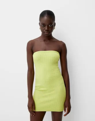 Vestido mini trenzado con hombros descubiertos Green