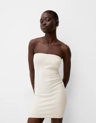 Vestido mini trenzado con hombros descubiertos White