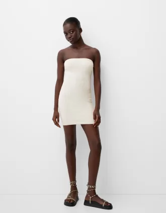 Vestido mini trenzado con hombros descubiertos White