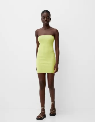 Vestido mini trenzado con hombros descubiertos Green