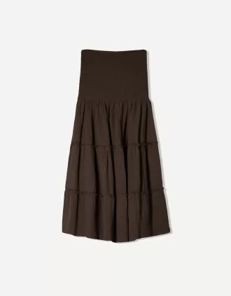 falda midi a capas Brown