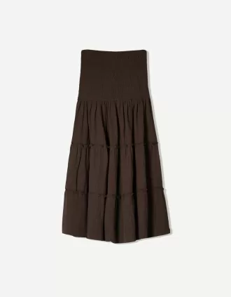 falda midi a capas Brown