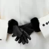 guantes de piel sintética Black