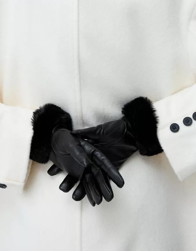 guantes de piel sintética Black