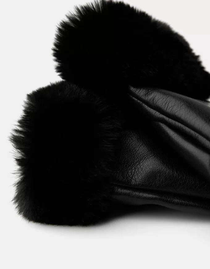 guantes de piel sintética Black