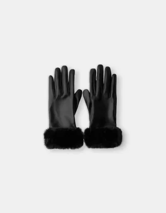 guantes de piel sintética Black