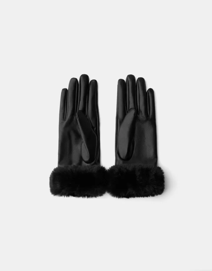 guantes de piel sintética Black
