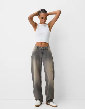 jeans holgados barril Dark grey