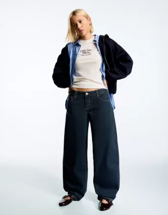 jeans holgados barril Navy