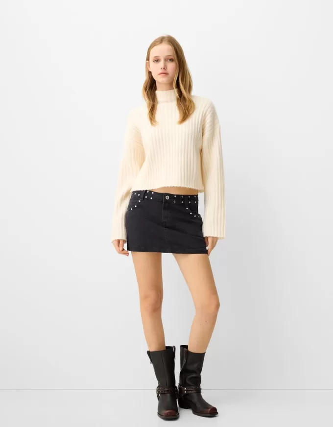 minifalda con tachuelas Black
