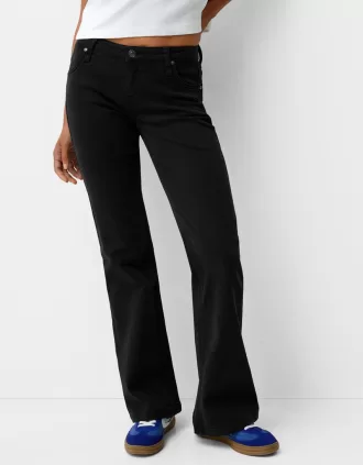 pantalones acampanados de sarga Black