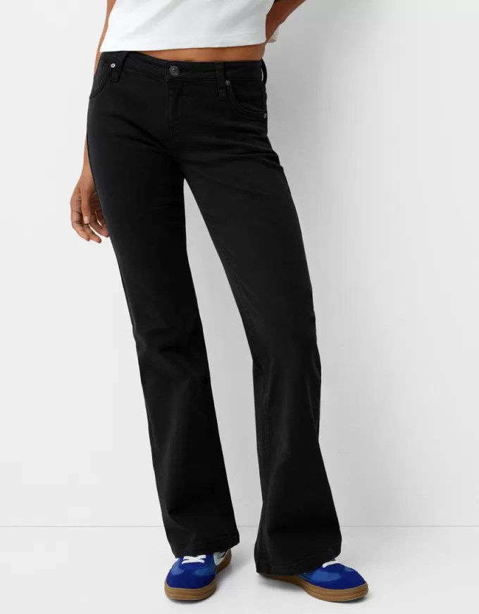 pantalones acampanados de sarga Black