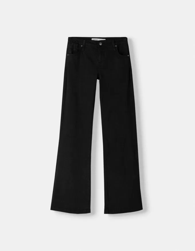 pantalones acampanados de sarga Black