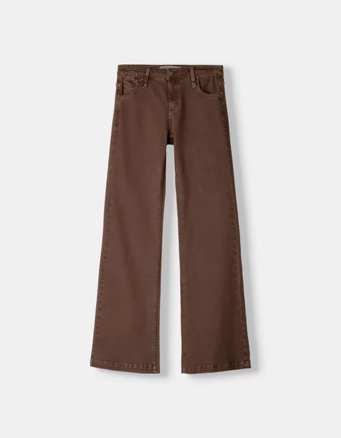 pantalones acampanados de sarga Brown
