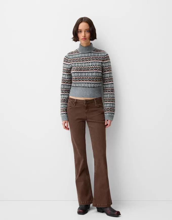 pantalones acampanados de sarga Brown