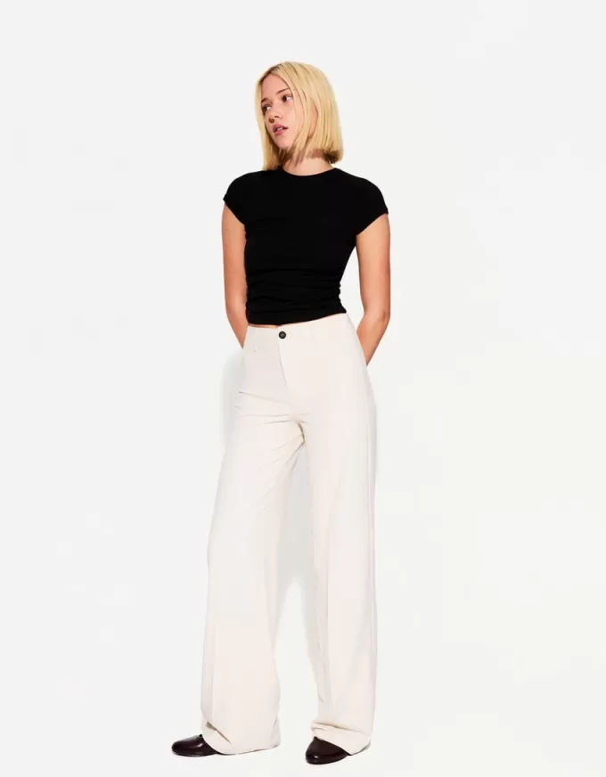 pantalones anchos Cream