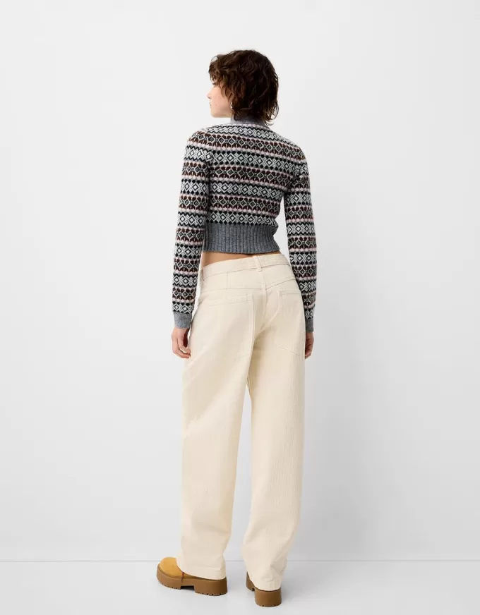 pantalones de carpintero de sarga Cream