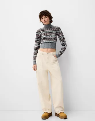 pantalones de carpintero de sarga Cream
