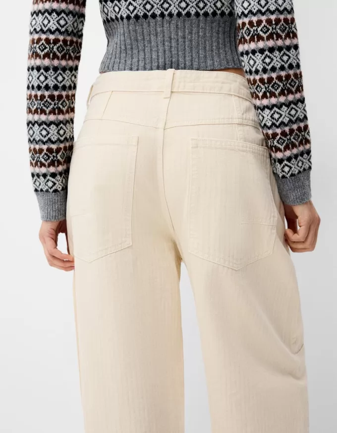 pantalones de carpintero de sarga Cream