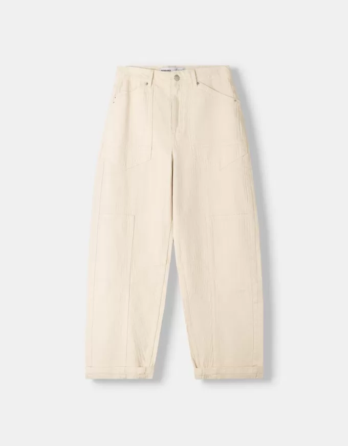 pantalones de carpintero de sarga Cream