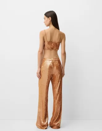 pantalones de lentejuelas Brown