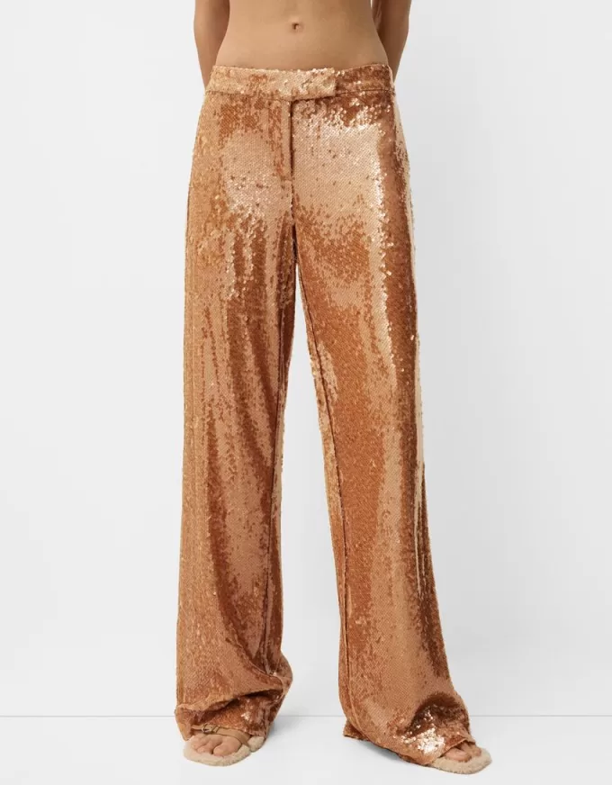 pantalones de lentejuelas Brown