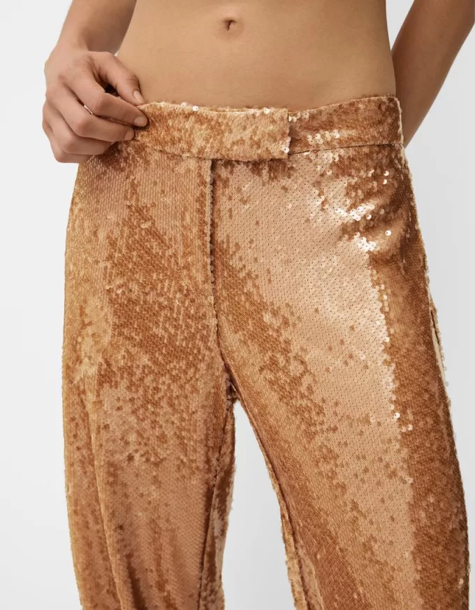 pantalones de lentejuelas Brown