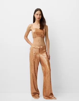 pantalones de lentejuelas Brown