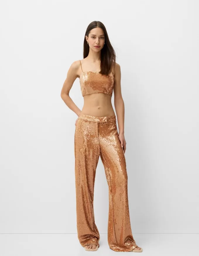 pantalones de lentejuelas Brown