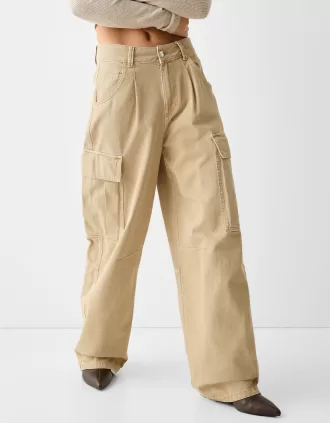 pantalones skater cargo de sarga Beige