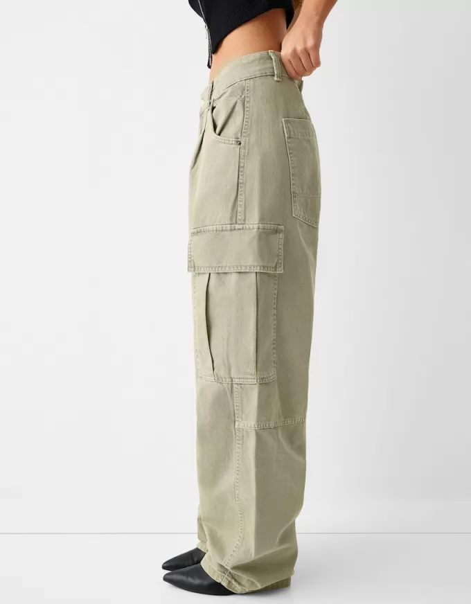 pantalones skater cargo de sarga Khaki