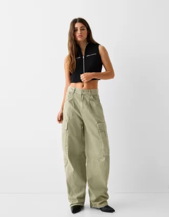 pantalones skater cargo de sarga Khaki