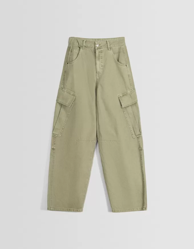 pantalones skater cargo de sarga Khaki