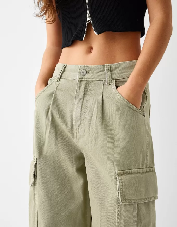 pantalones skater cargo de sarga Khaki