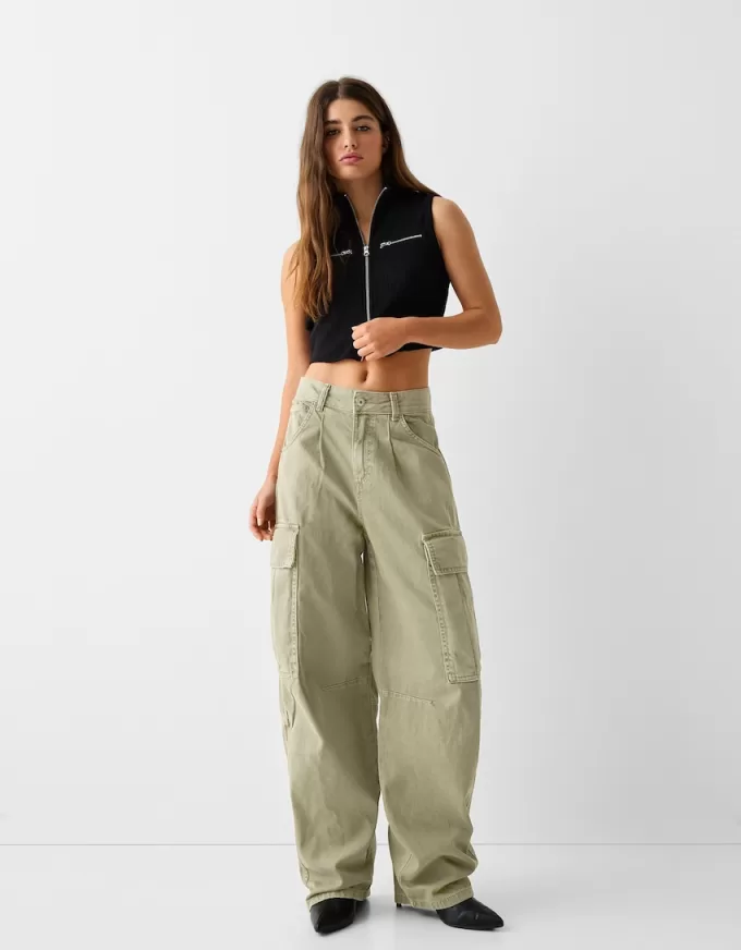 pantalones skater cargo de sarga Khaki