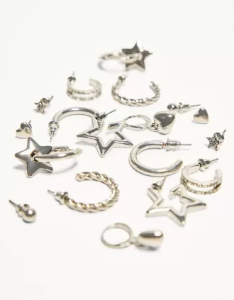 paquete de 9 pendientes Silver