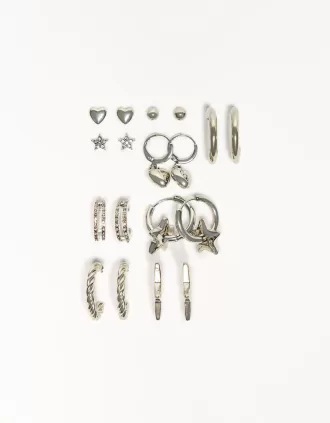 paquete de 9 pendientes Silver