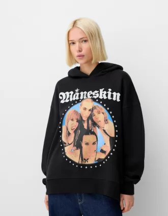 sudadera con capucha de piel de hombre Black