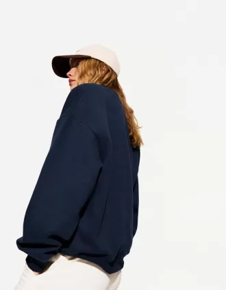 suéter con cuello en V Navy