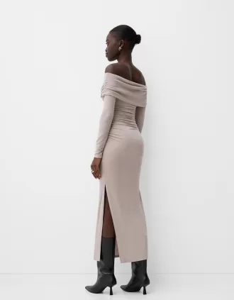 vestido midi Bardot Sand